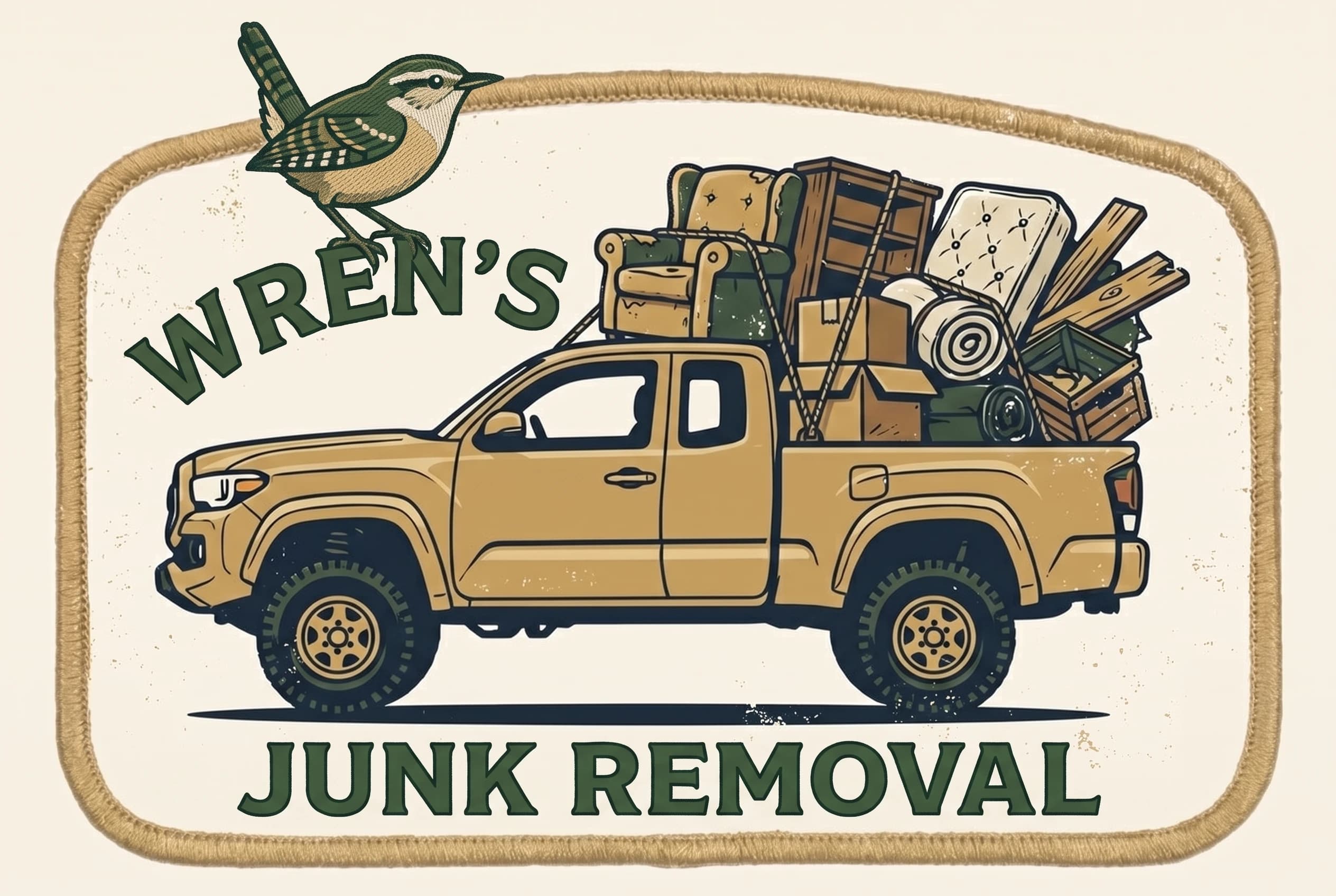 Wren's Junk Removal — pickup truck loaded with junk, Bozeman Montana